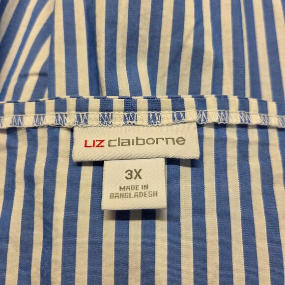 Liz Claiborne 3x Blue White Striped Summer Sleeveless Lightweight Tank Blouse - Picture 8 of 9